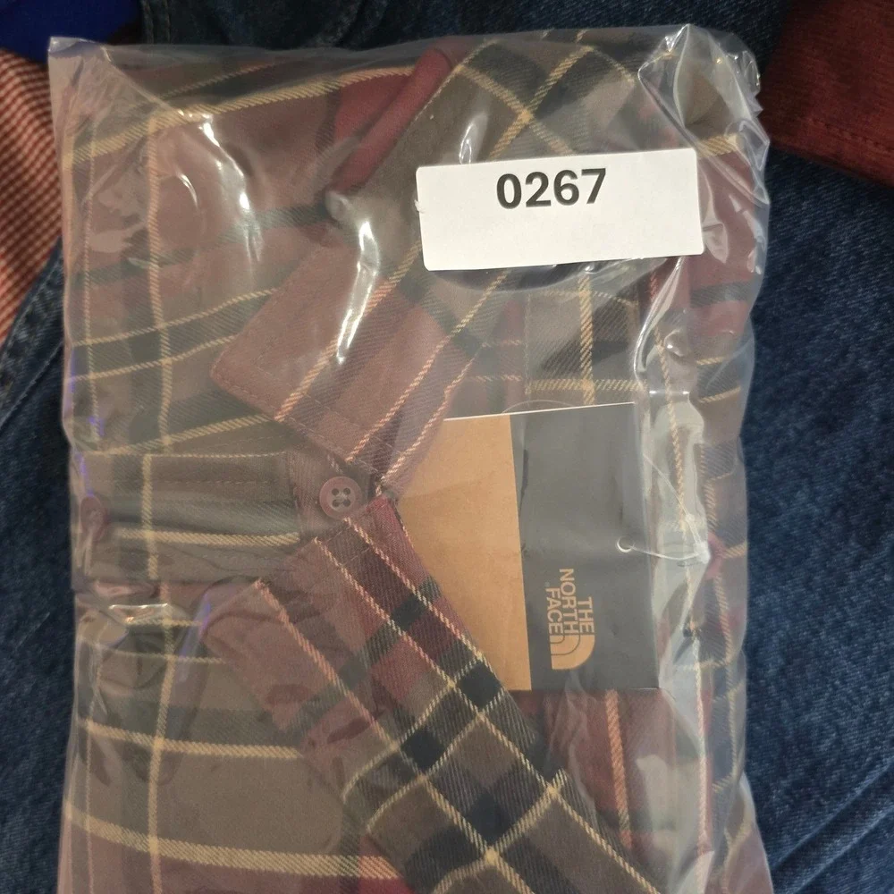 The North Face‎ Mens Plaid Flannel Button Up Shirt XL Long Sleeve Red Brown
